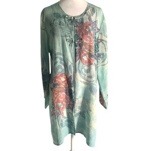 Citron Santa Monica Women’s Large Kimono Style Top 100% Silk Asian Inspired